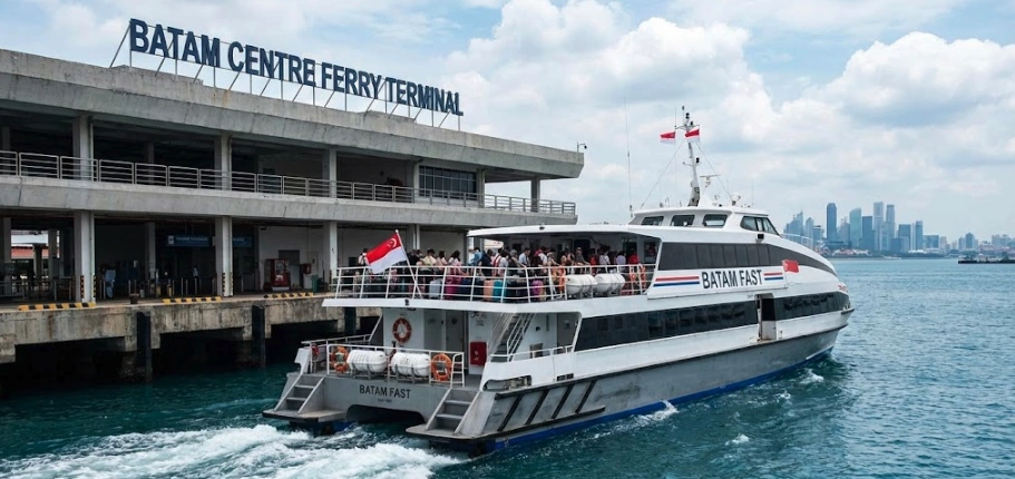 Ferry arriving at Batam Centre terminal from Singapore HarbourFront.